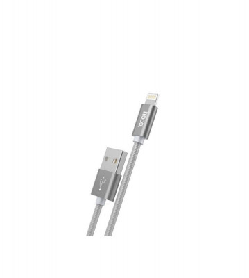Hoco Knitted X2 Cablu de date USB 2.0 la Lightning pentru Apple iPhone-Lungime 1 Metru-Culoare Gri foto