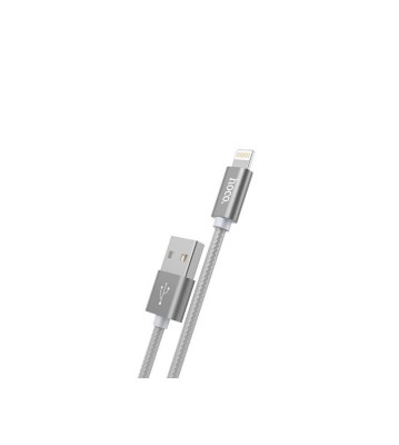 Cablu de date USB 2.0 la Lightning pentru Apple iPhone Hoco Knitted X2-Lungime 1 Metru-Culoare Gri foto