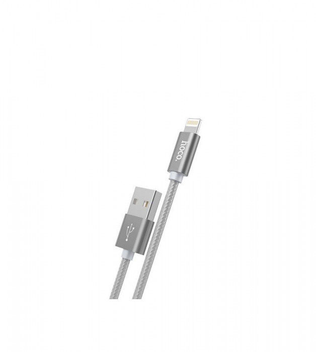 Hoco Knitted X2 Cablu de date USB 2.0 la Lightning pentru Apple iPhone-Lungime 1 Metru-Culoare Gri