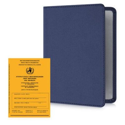 Husa pentru certificatul international de vaccinare si pasaport, Kwmobile, Albastru, Piele ecologica, 55402.17 foto