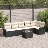 Cumpara ieftin Set de canapele pentru grădină cu pernă 7 pcs Negru Rattan poli