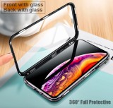 Husa , Full GLASS Cover Fata/spate 360, pentru Iphone Xs max, cu Prindere Magnetica, Rama din Metal,Black