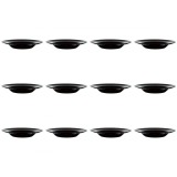 Set farfurii 12 piese, adanci, pentru paste, negre, din opal, diametru 28.5 cm