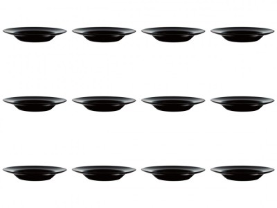 Set farfurii 12 piese, adanci, pentru paste, negre, din opal, diametru 28.5 cm foto