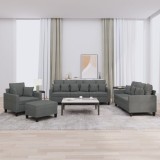 VidaXL Set de canapele cu perne, 4 piese, gri &icirc;nchis, material textil