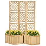 Outsunny Paravan pentru Grădină, triplu pliabil, 4 ghivece de flori, lemn masiv, culoare naturală, 133 x 62 x 165 cm | Aosom Romania