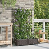 VidaXL Ghivece de Grădină 1 buc Zăbrele Maro 80 x 40 x 126 cm Plastic