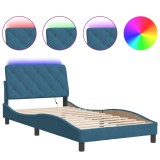 Cumpara ieftin Cadru de pat cu LED fara saltea, albastru, 100x200 cm, catifea