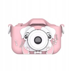 Aparat foto pentru copii, model catel, rezolutie 1080p, ecran 2 inch, incarcare USB, 600 mAh, roz
