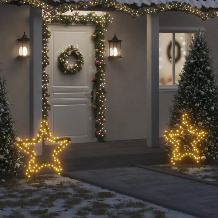 vidaXL Decorațiune stea cu lumini de Crăciun cu țăruși, 115 LED, 85 cm