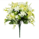 Buchet decorativ artificial cu flori de crizanteme albe,plastic,34 cm, Oem