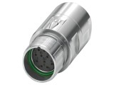 Conector M23 mamă, 12 pini, drept, crimpat, 8A