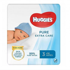 Servetele umede Huggies Pure Extra Care, 3 pachete x 56, 168 buc