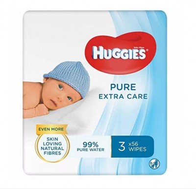 Servetele umede Huggies Pure Extra Care, 3 pachete x 56, 168 buc foto
