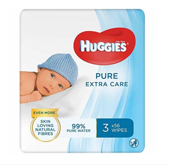 Servetele umede Huggies Pure Extra Care, 3 pachete x 56, 168 buc