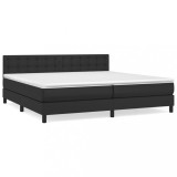 Cumpara ieftin Pat box spring cu saltea, negru, 200x200 cm, piele ecologica