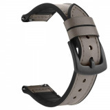 Curea hibrid piele-silicon, compatibila Samsung Galaxy Watch Active 2, telescoape Quick Release, Gray Dove
