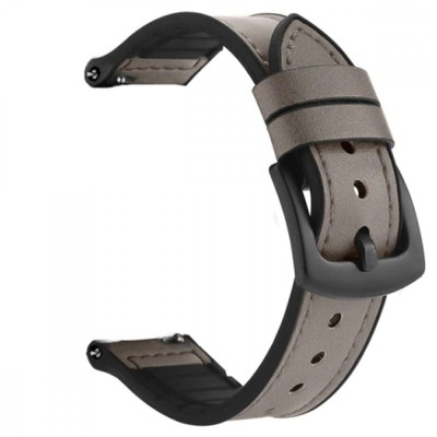 Curea hibrid piele-silicon, compatibila cu Martian Notifier, Telescoape QR, 22mm, Gray Dove foto