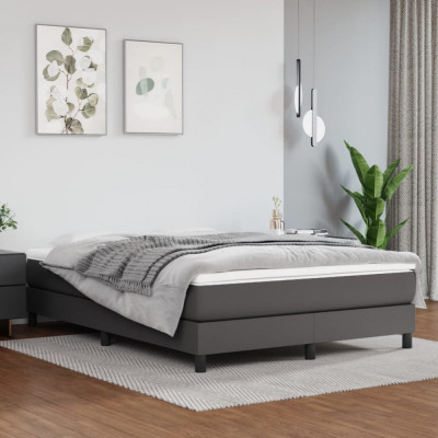 vidaXL Saltea de pat cu arcuri, gri, 140x190x20 cm, piele ecologică foto