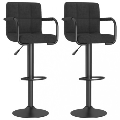 vidaXL Scaune de bar, 2 buc., negru, material textil foto