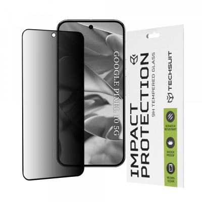 Folie de protectie Ecran Privacy Techsuit pentru Google Pixel 10, Sticla Securizata, Full Glue, 111D foto