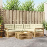 vidaXL Set de canapele de exterior 6 pcs Alb și crem Poliester 3390430