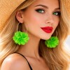 Cercei mari floare verde auriu eleganti otel poliester