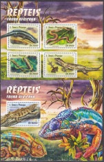 DB1 Sao Tome Fauna Reptile Soparle MS + SS MNH foto