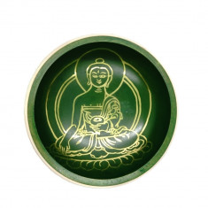 Bol tibetan cantator nepal cu perna colorata - buddha medicine 10cm verde