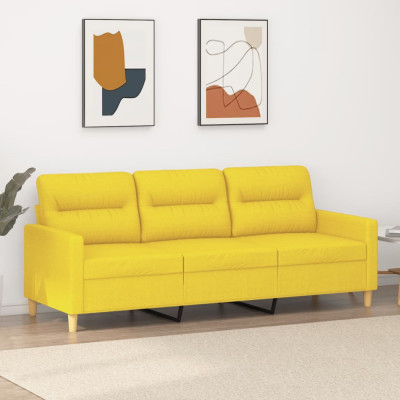 vidaXL Canapea cu 3 locuri, galben deschis, 180 cm, material textil foto