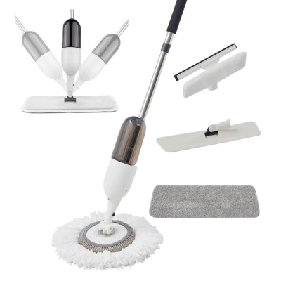 Set Mop 3 in 1 cu Pulverizator , mop Rotund si Plat din Bumbac, Racleta pentru Geam - Dreamramp Curatenie Eficienta intr-un Singur Set foto