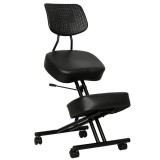 HOMCOM Scaun ergonomic tip genunchi cu spătar, șezut genunchi reglabil din PU pe roți, negru | Aosom Romania