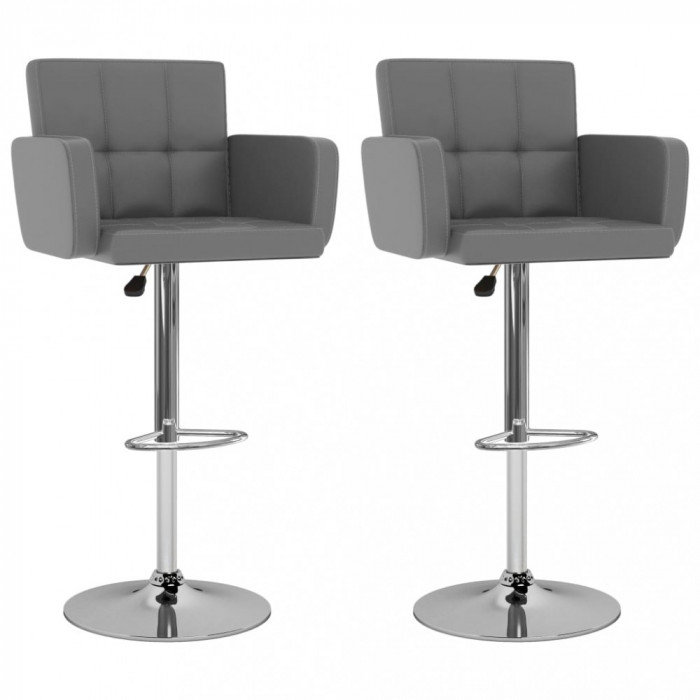 Gossi scaune de bar, 2 buc., gri, piele ecologica