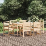 Set Gradina Gossi, 7 Piese, Lemn Masiv Pin, Masa Dreptunghiulara &amp; 6 Scaune cu Cotiere, Gri/Natur, 159.5x82.5x76 cm