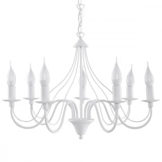 Candelabru Minerwa Alb Din Oțel Cu 7 Becuri Neregulate Modern De Interior