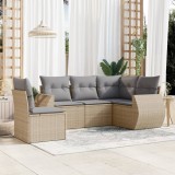 vidaXL Set canapele de grădină cu perne, 5 piese, bej, poliratan 3221368