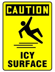 Sign caution icy surface foto