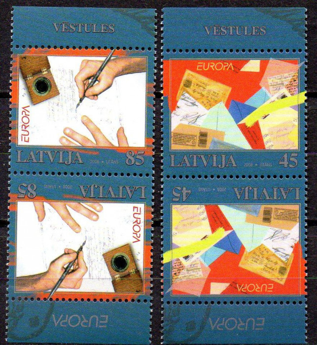 LETONIA 2008, EUROPA CEPT, tete - beche, serie neuzată, MNH