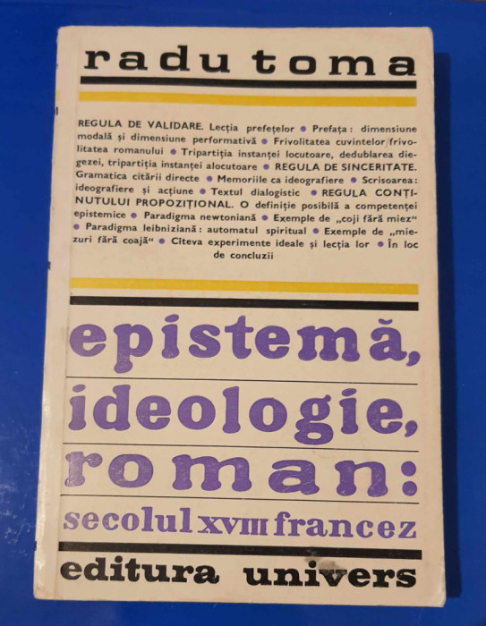 Epistema, Ideologie, Roman - RADU TOMA