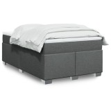 vidaXL Pat box spring cu saltea, gri &icirc;nchis, 120x190 cm, textil