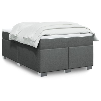 vidaXL Pat box spring cu saltea, gri &amp;icirc;nchis, 120x190 cm, textil foto