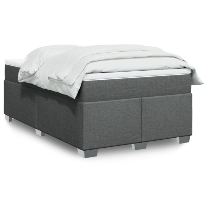 vidaXL Pat box spring cu saltea, gri &icirc;nchis, 120x190 cm, textil