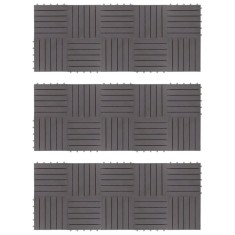 Plăci pardoseală, 30 buc., gri, 30x30 cm, lemn masiv de acacia