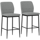 HOMCOM Set de 2 Scaune de Bar cu Spătar, 41x52x97 cm, Gri | Aosom Romania