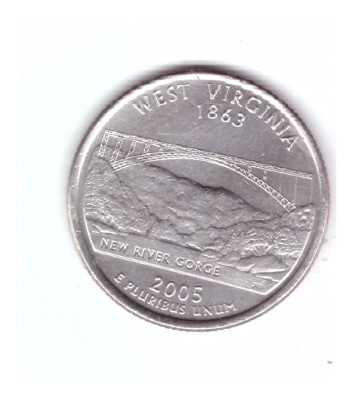 Moneda SUA 25 centi/quarter dollar 2005 D, West Virginia, stare buna, curata foto