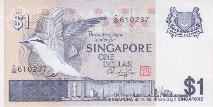 Bancnota Singapore 1 Dolar (1976) - P9 UNC ( vezi descriere )