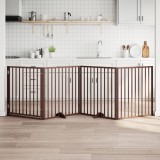 vidaXL Poartă c&acirc;ini pliabilă cu ușă 4 panouri maro, 320 cm, lemn plop