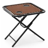 Masa turistica pliabila pentru camping, cu suport pahare, 50x50x50 cm, maro Household NewTrend