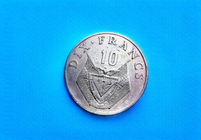 10 Francs 1974 Rwanda-Circulat-Rar foto