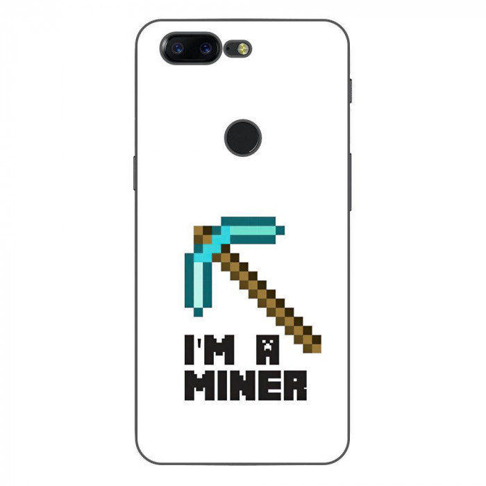 Husa compatibila cu OnePlus 5T Silicon Gel Tpu Model Minecraft Miner